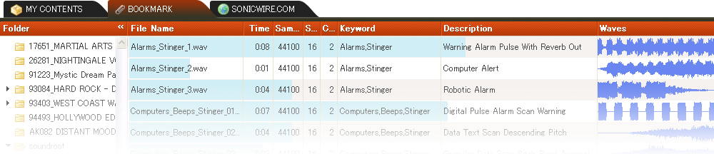Mutant サウンド素材集の一元管理フリーソフト Sonicwire