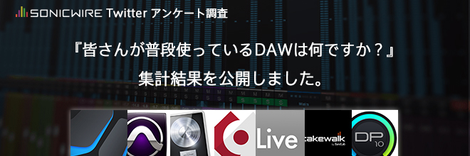 Twitterにて行った「皆さんが普段使っているDAWは何ですか？」集計結果を発表！